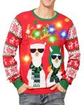 ACOCOPY Men Light-up Ugly Christmas Sweater Women Funny Alpaca Knitted Party Pullover Jumpers Sweatshirt for Xmas Celebrations