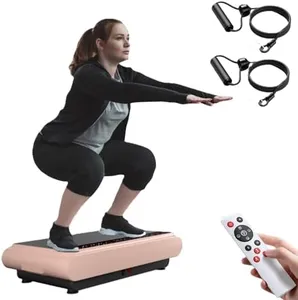 Natini Vibration Plate Exercise Machine Whole Body Vibration Platform Machine with Loop Resistance Bands for Home Fitness Training Equipment & Weight Loss (Pink)