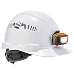 Vented Hard Hat with Light, Cap Style, Ratchet Suspension, Class C, Ergodyne Skullerz 8972LED , White