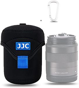 JJC Lens Case Lens Pouch for Canon RF 50mm & EF-M 15-45mm 18-55mm / Sony FE 50mm F2.5 G/Fujifilm XC 35mm 15-45mm & XF 50mm F2 R XF 16mm F2.8 R Lens and Other Lens below 65 x 78mm, with Carabiner x 1