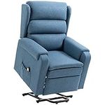 HOMCOM Power Lift Recliner Chair for Elderly, Fabric Electric Stand-Up Sofa, Heavy-Duty Reclining Chair with Pockets for Living Room, Blue