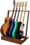 STRICH Multi Guitar Rack Stand, Hardwood Folding Display, Holds up to 6 Electric Guitar Bass, or 3 Acoustic Guitars for Outing Gigs, Home, Studio, SMT-20 (5-Holder)