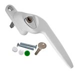 White Right-Hand Yale UPVC Window Handle Cranked Double Glazing Universal Key Locking - 40mm