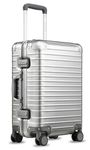Luggex All Aluminium Luggage, Aluminum Carry on Suitcase for Travel, Zipperless Luggage, Hardshell Suitcase with Spinner Wheels, TSA Combination Lock(Silver, 55 x 38 x 23 cm, 40L)