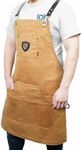 Dalstrong Professional Chef's Kitchen Apron - Brown 'Desert Drifter' - Heavy Duty Waxed Canvas - Premium Extra Durability - 5 Storage Pockets + Towel & Tong Loop - Leather Accents - Liquid Repellent