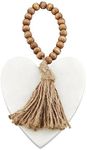 Mud Pie Marble and Beaded Christmas Ornament, Heart, 8.5" x 4"