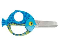 Fiskars Children's Animal Scissors with Fish Motif, From 4 years, length: 13 cm, For right and left handers, Stainless steel blade/plastic handles, Blue, 1003746