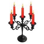 Rely+ 5 Arm Candelabra 10inch Tall Black Matte Taper Candle Holders, Candle Stands for Home Decor, Wedding, Parties, Dining Table Centerpieces, Thick Candles Design Home Decoration Festival Occasions