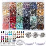 Rfvtgb 1323Pcs Crystal Jewelry Making Kit, 24 Colors Irregular Gemstone Chips Beads Kit with Spacer Beads Lobster Clasps Elastic Jump Rings for Necklace Bracelet Ring Earring and Jewelry Making