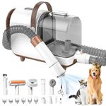 Bunfly Dog Grooming Kit & Dog Hair Vacuum - 13,000KPa Powerful Suction, 99% Pet Hair Removal, 3.5L Capacity, 16 Grooming Tools for Dogs, Cats & More, Home Cleaning - Brown