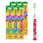 Gum Crayola Kid's Timer Light Toothbrush with Suction Base, Soft Bristles, Ages 3+, Colour Varies, Pack of 6 Single toothbrushes, 1 Count (Pack of 6), 202RK