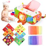 Baby Toys 0-6 Months - Baby Tissue Box Toy - Sensory Toys for Babies, Soft Stuffed&High Contrast Crinkle Toys for 1 Year Old Baby, Montessori Toys, Girls&Boys Toddlers Early Learning Toys Baby Gifts