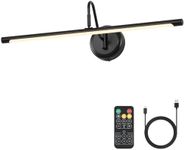 JOOSENLUX Battery Operated Picture Lights Modern Wireless Wall Lights 24.4" Inch Dimmable Under Counter Lights for Kitchen with Swing Arm as Canvas Wall Sconce Light Black 3000K CRI95+