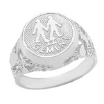 925 Sterling silver Gemini Zodiac Sign Nugget Ring