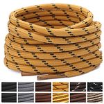 Stepace Round Shoelaces [2 Pairs] Heavy Duty Boot Shoe Laces for Hiking Work Boots Yellow Black-120 (Dots)