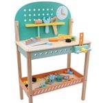 jumini Kids Wooden Workbench: Tool Set, Work Bench Set for Children, Toddlers Construction Bench Set, Pretend Role Play Includes Tools and Accessories Nuts Bolts Screws. Ideal Present (W61589)