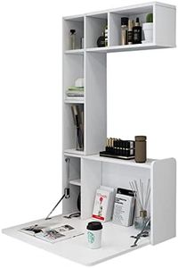 Pmnianhua Bureau Murale Rabattable, Table Murale de Vanité de Maquillage Pliante Fixée au Mur pour Mur Ordinateur Portable Chambre Studio Petit Espace (Blanc)