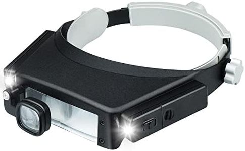 Headband Magnifier with Led light,Head Lamp Magnifying Glass1.5x 3x 6x 8x Jeweler Loupe for Close,Work,Repair,Crafts Hobbies