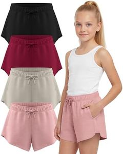 PURE CHAMP Girls Shorts 4 Pack Girls Athletic Shorts Ultra-Soft Youth Quick Dry Dolphin with Drawstring Size Toddler -16 (Set 3 Size 4T)