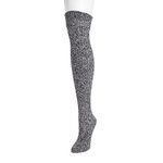 MUK LUKS Women's Microfiber Over The Knee Socks, Ebony/Ivory, One Size