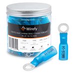 Wirefy Heat Shrink Ring Terminals #10 - Marine Grade Terminal Connectors - Waterproof Eyelet Wire Connectors - Red 16-14 AWG - 130 PCS