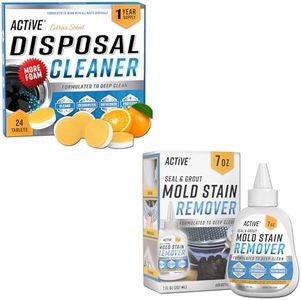 ACTIVE Disposal Cleaner and Mold Stain Remover Gel - Includes 24pk Disposal Cleaning Tablets and 7oz Mildew Stain Remover Gel