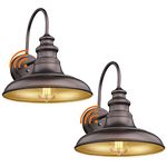 Dusk to Dawn Sensor Outdoor Barn Light Fixture Outdoor Wall Sconce Farmhouse Wall Mount Lights Exterior Gooseneck Light Fixture Bronze Finish Industrial Wall Lantern for Porch, Entryways, 2 Pack