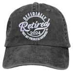 RNFENQS Retired 2024 Not My Problem Anymore Baseball Cap Embroidered Distressed Dad Hat, Funny Retirement Gifts for Men Women Black