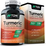 Turmeric and Black Pepper Capsules, Ginger and Vitamin C - Premium Grade High Strength Turmeric Supplements 1800mg - 120 Vegan Curcumin Capsules (not Tablets or Powder) - UK Formulated