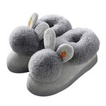 Girls Cute Bunny Slippers Memory Foam Slippers for Women Children Winter Warm Plush Shoes（10-11.5UK/Lable Size 30/31,Grey