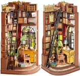 Rolife Book Nook Kit for Adults DIY Miniature Kit with Lights Silent Corner Study Booknook Model Kits for Adults to Build 3D Wooden Puzzle for Desk Library Bookshelf Decoration