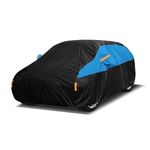 10 Layers Car Cover Waterproof Breathable, All Weather Outdoor Full Cover Rain UV Snowproof Protection with 2 door Zipper Cotton Mirror Pocket,Fit Saloon/Hatchback Length(163"-177"/415-450cm)