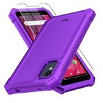 Muoktcm for BLU Studio Mini 2023 Case, with Screen Protector, Dual Layer Structure Protection, Shock-Absorbing Corners TPU Bumper, Heavy Duty Rugged Protective Phone (Purple)