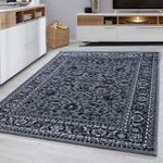 Modern Carpet Runners Rugs Bedroom - Floral Patterned Low Pile Traditional Oriental Rug for Living Room (Grey - 0210, 80 x 150 cm (2 ft 6 in x 5 ft))