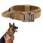 Tactical Dog Collar with Handle - Military Dog Collars Adjustable Training Collar Premium Nylon Dog Collar Heavy Duty Metal Buckle Collar for Medium Large Dogs (XL, Brown)