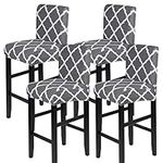 SearchI Stretch Bar Stool Covers Set of 4, Stretch Removable Washable Printed Bar Stool Chair Covers, Counter Height Chairs Covers for Kitchen Dining Room Cafe Furniture