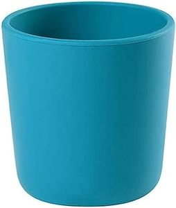 BÉABA Vaso/Taza de aprendisaje para Niños/Bebés, 100% Silicona, Material suave y muy resistente, Apto para microondas, azul