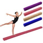 Folding Balance Beam 8FT, Floor Gymnastics Equipment for Gymnast Kids Adults, Non Slip Rubber Base, Professional Gymnastics Beam for Home Training (Pink)