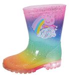 Peppa Pig Light Up Rainbow Wellington Boots Girls Glitter Wellies Kids Flashing Lights Snow Shoes 9 UK Child