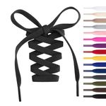 Handshop 2Pair Flat Shoelaces 5/16" - Shoe Laces Replacements For Sneakers and Athletic Shoes Boots Black 102cm