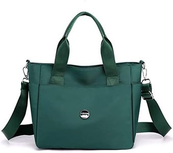 Nylon Tote Bag for Women Waterproof Cross Body Handbags Purses with Zipper Pocket Shoulder Bag Ladies Casual Satchel, Dark Green, Small