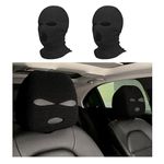 Suvnie 2 PCS Car Headrest Cover, Personalized Funny Car Seat Full Face Mask, Ski Mask Wrap Protection for Auto Front Seat Rest Decoration, Universal Interior Car Accessories (Black)