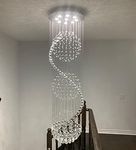 Modern Spiral Sphere Crystal Chandelier, A1A9 Clear Raindrop Spectacular Luxurious Ceiling Lights Fixture Flush Mount LED Pendant Light for Living Room Hallway Foyer Entryway Wedding, Size: D20 H72