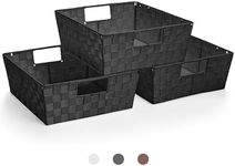 Sorbus Set of 3 Large Storage Baskets for Organizing, Mesh Hand-Woven Basket, Linen Closet Organizers and Storage, Organizer Storage Baskets for Shelves, Organizers and Storage (Black)