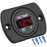 Linkstyle Battery Voltage Meter, DC 24V 12V Voltmeter Gauge Waterproof, Digital Display Voltage Gauge Meter for Car Motorcycle