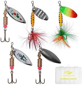 SF Fishing Lure Spinner Baits for Bass Fishing Trout Salmon Hard Metal Spinnerbaits Kit with Tackle Boxes # Type A 5pcs