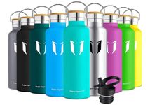 Super Sparrow Stainless Steel Vacuum Insulated Water Bottle - Double Wall Design - Standard Mouth - 500ml - Non-Toxic BPA Free - Ideal as Sports Bottle - 2 Lids (Mint)