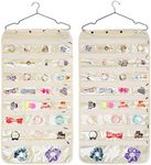 Luney Hanging Jewelry Organizer with Zippers, 56 Pockets Earring Holder Organizer, Bracelet Organizer with Pockets for Woman, for Hanging Earrings, Necklaces, Bracelets, Rings, Storage, Closet (Beige)