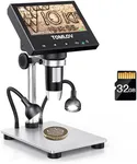 TOMLOV 1000X Error Coin Microscope with 4.3" LCD Screen, USB Digital Microscope with LED Fill Lights, Metal Stand, PC View, Photo/Video, SD Card Included, Windows Compatible, DM4S