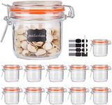 Encheng Glass Jars With Airtight Lids, 7 oz Mason Jars,Glass Jars With Leak Proof Rubber Gasket 200ml,Storage Jars With Hinged Lid for Home and Kitchen,GlassStorage Containers With Lids 12 Pack